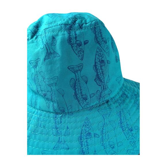 Fishing Themed Pattern Teal Bucket Hat by P Cap ~ Size Large ~ USA Never Worn - Picture 2 of 6